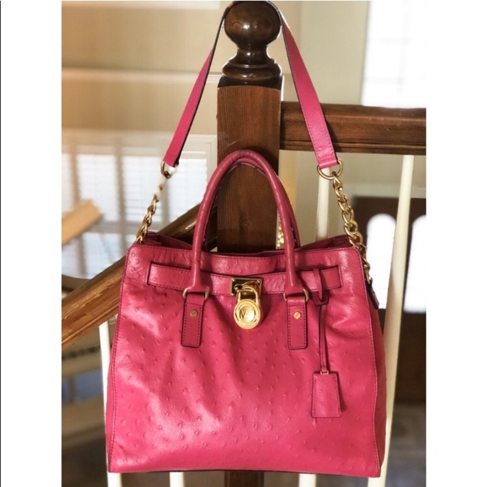 Michael Kors pink leather Hamilton Satchel